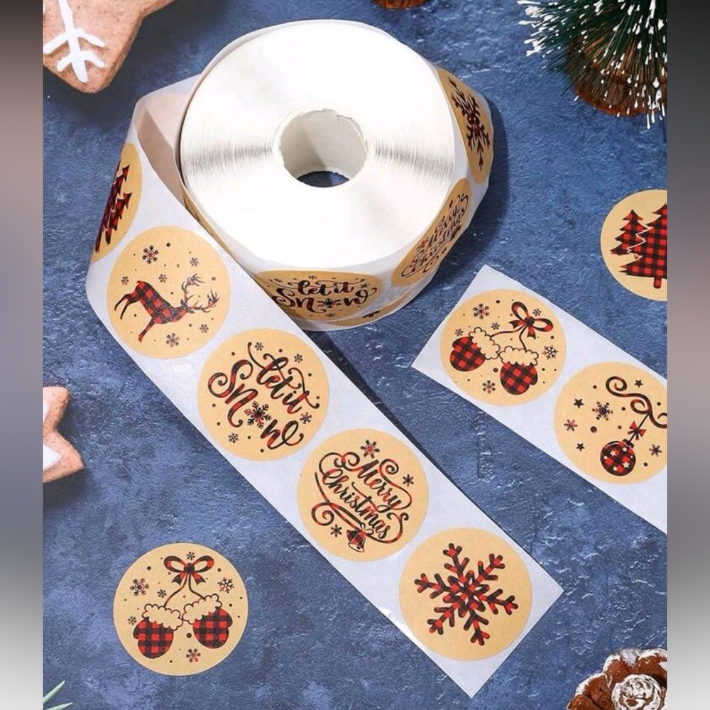 Holiday Stickers,Gift Tags,500 Labels per Roll - 2 Inch Round Paper Stickers - Picture 2 of 2